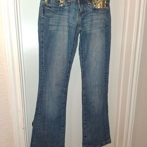Dollhouse Blue Boot Cut Jeans with Gold Accents